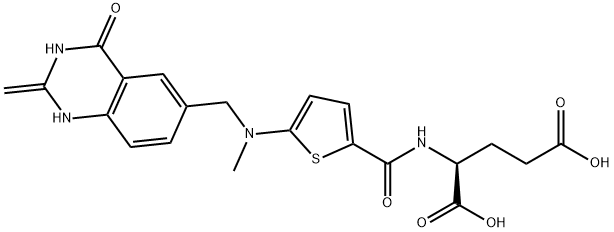 L-Glutamic acid, N-[[5-[methyl[(1,2,3,4-tetrahydro-2-methylene-4-oxo-6-quinazolinyl)methyl]amino]-2-thienyl]carbonyl]- Struktur