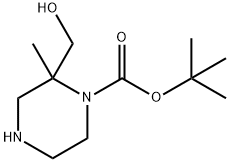 1-Piperazinecarboxylic acid, 2-(hydroxymethyl)-2-methyl-, 1,1-dimethylethyl ester Struktur