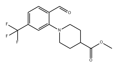 4-Piperidinecarboxylic acid, 1-[2-formyl-5-(trifluoromethyl)phenyl]-, methyl ester Struktur