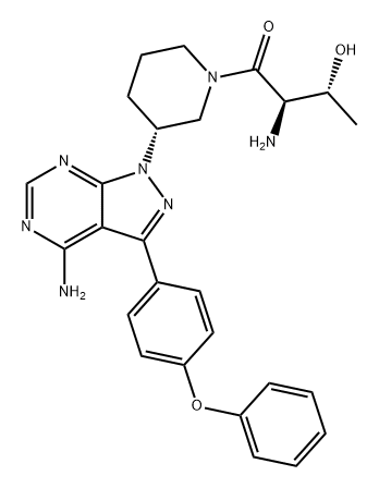 1-Butanone, 2-amino-1-[(3R)-3-[4-amino-3-(4-phenoxyphenyl)-1H-pyrazolo[3,4-d]pyrimidin-1-yl]-1-piperidinyl]-3-hydroxy-, (2R,3R)- Struktur