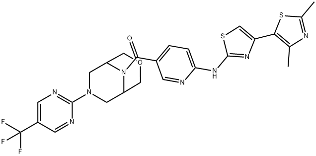 Methanone, [6-[(2',4'-dimethyl[4,5'-bithiazol]-2-yl)amino]-3-pyridinyl][7-[5-(trifluoromethyl)-2-pyrimidinyl]-3-oxa-7,9-diazabicyclo[3.3.1]non-9-yl]- Struktur