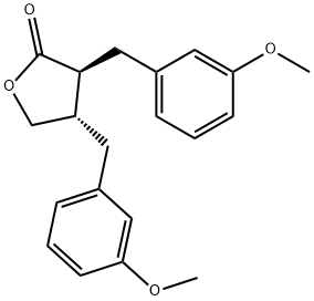 2(3H)-Furanone, dihydro-3,4-bis[(3-methoxyphenyl)methyl]-, (3S,4S)- Struktur