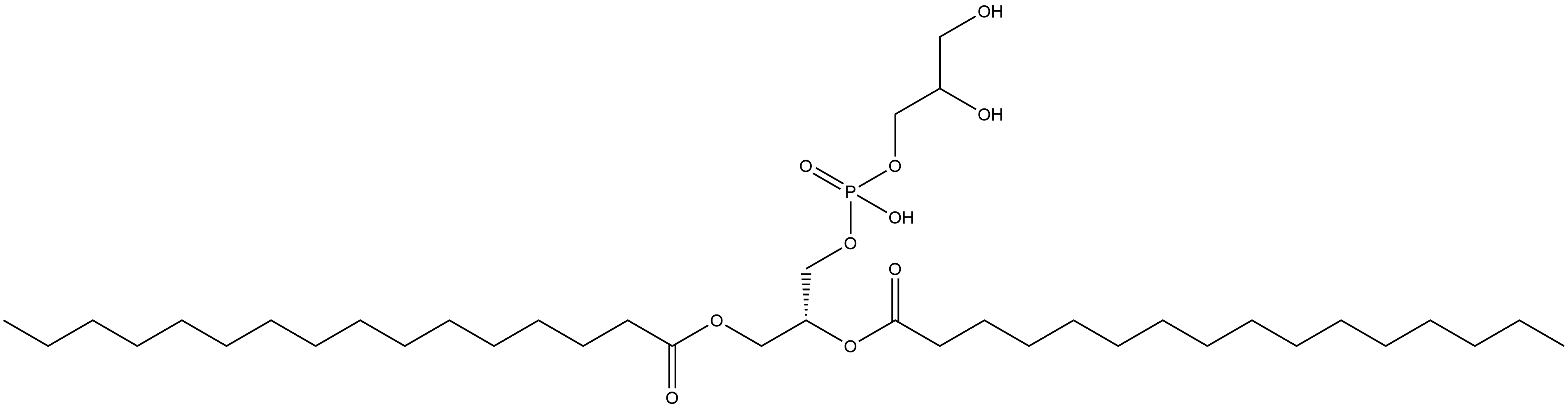 Hexadecanoic acid, 1,1'-[(1R)-1-[[[(2,3-dihydroxypropoxy)hydroxyphosphinyl]oxy]methyl]-1,2-ethanediyl] ester Struktur