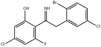 2-[2-(2-Bromo-5-chlorophenyl)-1-iminoethyl]-5-chloro-3-fluorophenol Struktur