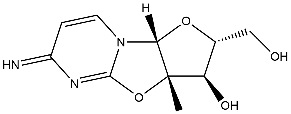 (2R,3R,3aS,9aR)-2,3,3a,9a-Tetrahydro-3-hydroxy-6-imino-3a-methyl-6H-furo[2',3':4,5]oxazolo[3,2-a]pyrimidine-2-methanol Struktur