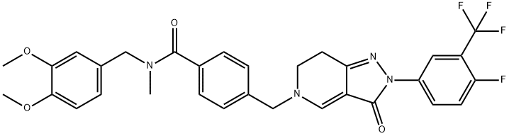 Benzamide, N-[(3,4-dimethoxyphenyl)methyl]-4-[[2-[4-fluoro-3-(trifluoromethyl)phenyl]-2,3,6,7-tetrahydro-3-oxo-5H-pyrazolo[4,3-c]pyridin-5-yl]methyl]-N-methyl- Struktur