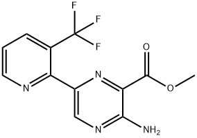 2-Pyrazinecarboxylic acid, 3-amino-6-[3-(trifluoromethyl)-2-pyridinyl]-, methyl ester Struktur