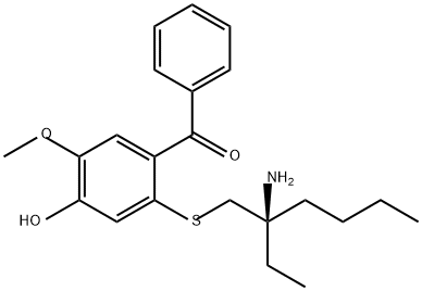 Methanone, [2-[[(2R)-2-amino-2-ethylhexyl]thio]-4-hydroxy-5-methoxyphenyl]phenyl- Struktur