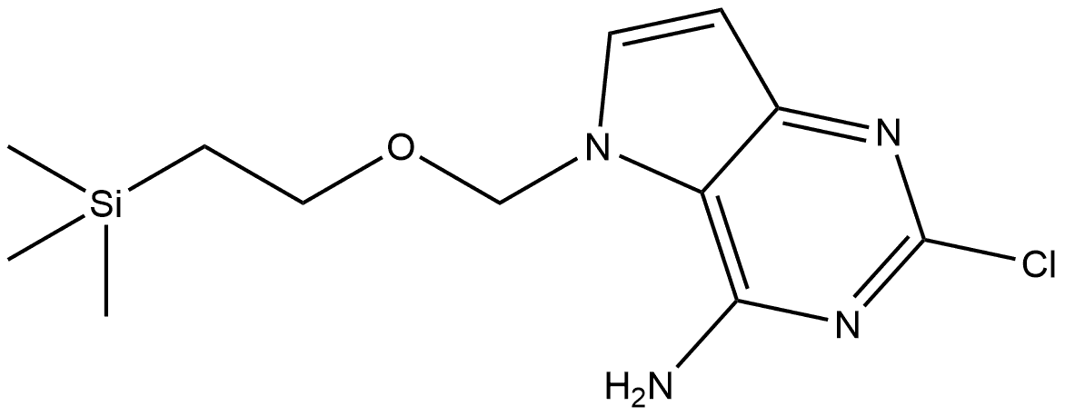 2-chloro-5-((2-(trimethylsilyl)ethoxy)methyl)-5H-pyrrolo[3,2-d]pyrimidin-4-amine Struktur