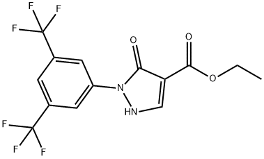 ethyl 2-[3,5-bis(trifluoromethyl)phenyl]-3-oxo-2,3-dihydro-1H-pyrazole-4-carboxylate Struktur