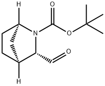 2-Azabicyclo[2.2.1]heptane-2-carboxylic acid, 3-formyl-, 1,1-dimethylethyl ester, (1R,3S,4S)- Struktur