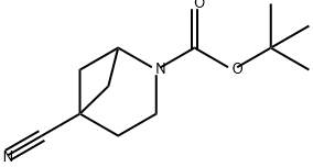 2-Azabicyclo[3.1.1]heptane-2-carboxylic acid, 5-cyano-, 1,1-dimethylethyl ester Struktur