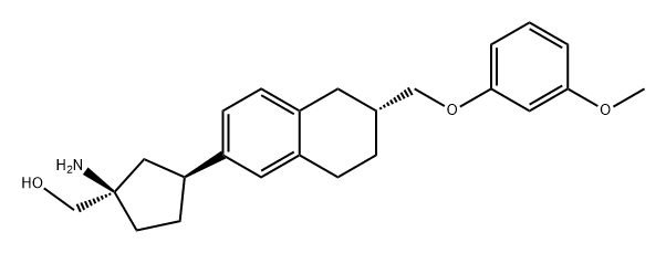 Cyclopentanemethanol, 1-amino-3-[(6R)-5,6,7,8-tetrahydro-6-[(3-methoxyphenoxy)methyl]-2-naphthalenyl]-, (1R,3S)- Struktur