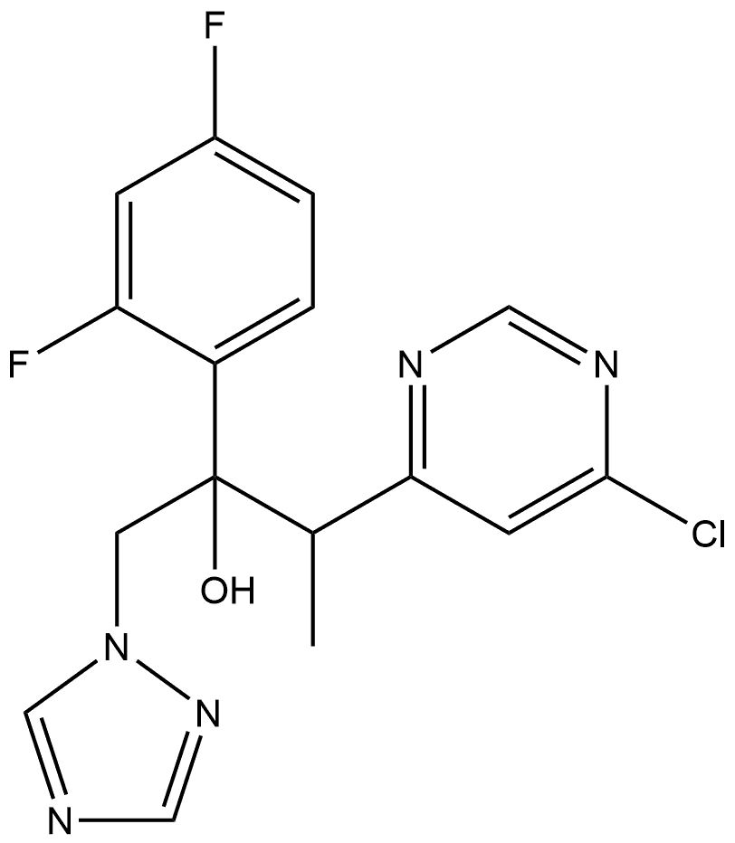 4-Pyrimidineethanol, 6-chloro-α-(2,4-difluorophenyl)-β-methyl-α-(1H-1,2,4-triazol-1-ylmethyl)- Struktur