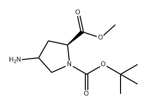 1,2-Pyrrolidinedicarboxylic acid, 4-amino-, 1-(1,1-dimethylethyl) 2-methyl ester, (2S)- Struktur