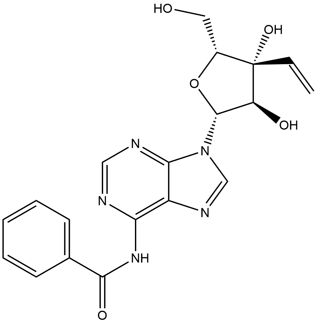 Benzamide, N-[9-(3-C-ethenyl-β-D-xylofuranosyl)-9H-purin-6-yl]- Struktur