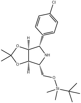 4H-1,3-Dioxolo4,5-cpyrrole, 4-(4-chlorophenyl)-6-(1,1-dimethylethyl)dimethylsilyloxymethyltetrahydro-2,2-dimethyl-, (3aS,4S,6R,6aR)- Struktur