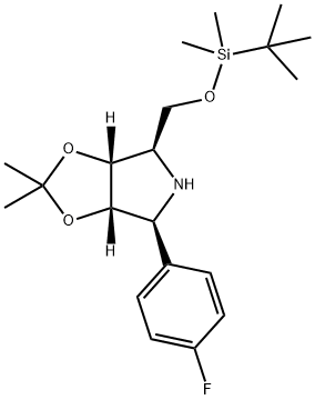 4H-1,3-Dioxolo4,5-cpyrrole, 4-(1,1-dimethylethyl)dimethylsilyloxymethyl-6-(4-fluorophenyl)tetrahydro-2,2-dimethyl-, (3aR,4R,6S,6aS)- Struktur