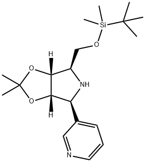 4H-1,3-Dioxolo4,5-cpyrrole, 4-(1,1-dimethylethyl)dimethylsilyloxymethyltetrahydro-2,2-dimethyl-6-(3-pyridinyl)-, (3aR,4R,6S,6aS)- Struktur