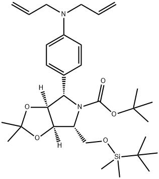 5H-1,3-Dioxolo4,5-cpyrrole-5-carboxylic acid, 4-(1,1-dimethylethyl)dimethylsilyloxymethyl-6-4-(di-2-propenylamino)phenyltetrahydro-2,2-dimethyl-, 1,1-dimethylethyl ester, (3aR,4R,6S,6aS)- Struktur