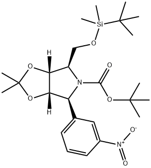 5H-1,3-Dioxolo4,5-cpyrrole-5-carboxylic acid, 4-(1,1-dimethylethyl)dimethylsilyloxymethyltetrahydro-2,2-dimethyl-6-(3-nitrophenyl)-, 1,1-dimethylethyl ester, (3aR,4R,6S,6aS)- Struktur