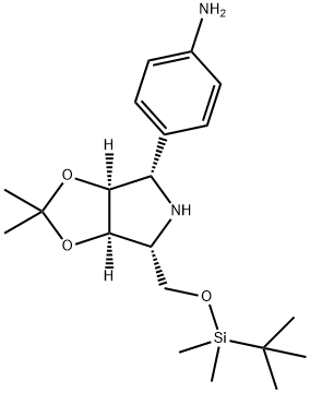 Benzenamine, 4-(3aS,4S,6R,6aR)-6-(1,1-dimethylethyl)dimethylsilyloxymethyltetrahydro-2,2-dimethyl-4H-1,3-dioxolo4,5-cpyrrol-4-yl- Struktur