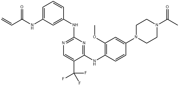 2-Propenamide, N-[3-[[4-[[4-(4-acetyl-1-piperazinyl)-2-methoxyphenyl]amino]-5-(trifluoromethyl)-2-pyrimidinyl]amino]phenyl]- Struktur