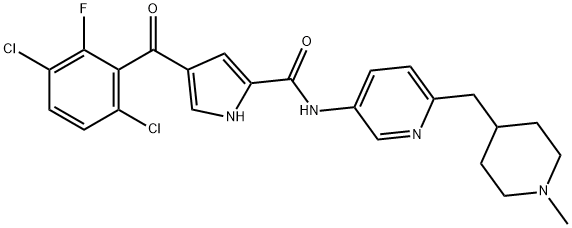 1H-Pyrrole-2-carboxamide, 4-(3,6-dichloro-2-fluorobenzoyl)-N-[6-[(1-methyl-4-piperidinyl)methyl]-3-pyridinyl]- Struktur