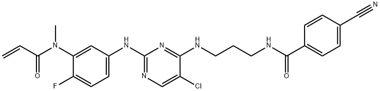 Benzamide, N-[3-[[5-chloro-2-[[4-fluoro-3-[methyl(1-oxo-2-propen-1-yl)amino]phenyl]amino]-4-pyrimidinyl]amino]propyl]-4-cyano- Struktur