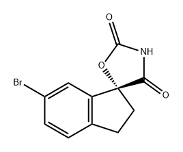 Spiro[1H-indene-1,5'-oxazolidine]-2',4'-dione, 6-bromo-2,3-dihydro-, (1R)- Struktur