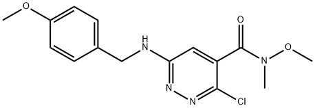 4-Pyridazinecarboxamide, 3-chloro-N-methoxy-6-[[(4-methoxyphenyl)methyl]amino]-N-methyl- Struktur