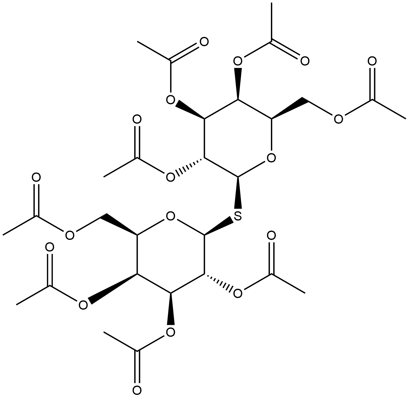 β-D-Galactopyranoside, 2,3,4,6-tetra-O-acetyl-β-D-galactopyranosyl 1-thio-, 2,3,4,6-tetraacetate Struktur