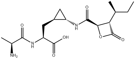 L-Alanine, L-alanyl-3-[(1R,2S)-2-[[[(2R,3S)-3-[(1S)-1-methylpropyl]-4-oxo-2-oxetanyl]carbonyl]amino]cyclopropyl]- Struktur