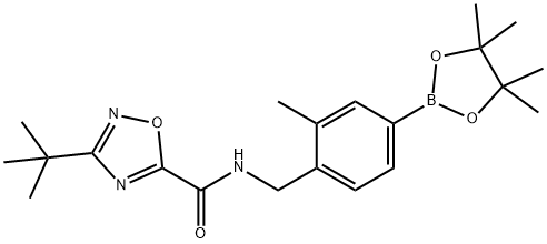 3-(tert-butyl)-N-(2-methyl-4-(4,4,5,5-tetramethyl-1,3,2-dioxaborolan-2-yl)benzyl)-1,2,4-oxadiazole-5-carboxamide Struktur