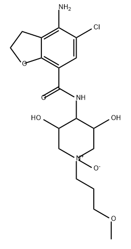 7-Benzofurancarboxamide, 4-amino-5-chloro-N-[3,5-dihydroxy-1-(3-methoxypropyl)-1-oxido-4-piperidinyl]-2,3-dihydro- Struktur