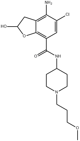 7-Benzofurancarboxamide, 4-amino-5-chloro-2,3-dihydro-2-hydroxy-N-[1-(3-methoxypropyl)-4-piperidinyl]- Struktur