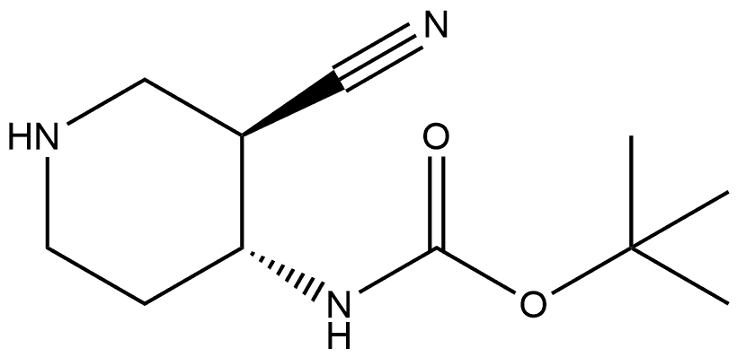 rel-1,1-Dimethylethyl N-[(3R,4R)-3-cyano-4-piperidinyl]carbamate Struktur