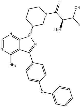 1-Butanone, 2-amino-1-[(3R)-3-[4-amino-3-(4-phenoxyphenyl)-1H-pyrazolo[3,4-d]pyrimidin-1-yl]-1-piperidinyl]-3-hydroxy-, (2R)- Struktur