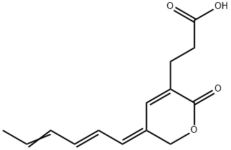 2H-Pyran-3-propanoic acid, 5-(2E,4E)-2,4-hexadien-1-ylidene-5,6-dihydro-2-oxo-, (5E)- Struktur