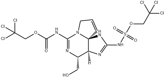 2,2,2-Trichloroethyl N-[(3aS,4R,10aR)-3a,4-dihydro-4-(hydroxymethyl)-6-[[(2,2,2-trichloroethoxy)carbonyl]amino]-1H,8H-pyrrolo[1,2-c]purin-2-yl]sulfamate Struktur