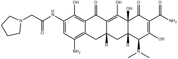 1-Pyrrolidineacetamide, N-[(5aR,6aS,7S,10aS)-4-amino-9-(aminocarbonyl)-7-(dimethylamino)-5,5a,6,6a,7,10,10a,12-octahydro-1,8,10a,11-tetrahydroxy-10,12-dioxo-2-naphthacenyl]- Struktur