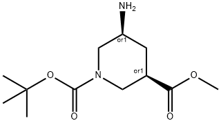 rel-1-(tert-butyl) 3-methyl (3R,5S)-5-aminopiperidine-1,3-dicarboxylate Struktur