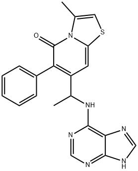 5H-Thiazolo[3,2-a]pyridin-5-one, 3-methyl-6-phenyl-7-[1-(9H-purin-6-ylamino)ethyl]- Struktur