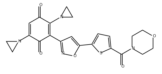 2,5-Cyclohexadiene-1,4-dione, 2,5-di-1-aziridinyl-3-[5-[5-(4-morpholinylcarbonyl)-2-thienyl]-3-isoxazolyl]- Struktur