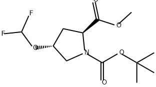 1,2-Pyrrolidinedicarboxylic acid, 4-(difluoromethoxy)-, 1-(1,1-dimethylethyl) 2-methyl ester, (2S,4R)- Struktur