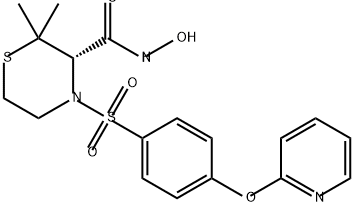 3-Thiomorpholinecarboxamide, N-hydroxy-2,2-dimethyl-4-[[4-(2-pyridinyloxy)phenyl]sulfonyl]-, (3S)- Struktur