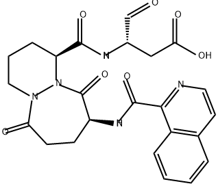 Butanoic acid, 3-[[[(1S,9S)-octahydro-9-[(1-isoquinolinylcarbonyl)amino]-6,10-dioxo-6H-pyridazino[1,2-a][1,2]diazepin-1-yl]carbonyl]amino]-4-oxo-, (3S)- Struktur