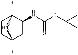 tert-butyl N-[(1S,2S,4R)-rel-7-azabicyclo[2.2.1]heptan-2-yl]carbamate Struktur