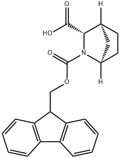 2-Azabicyclo[2.2.1]heptane-2,3-dicarboxylic acid, 2-(9H-fluoren-9-ylmethyl) ester, (1R,3S,4S)- Struktur