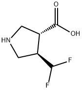 3-Pyrrolidinecarboxylic acid, 4-(difluoromethyl)-, (3R,4R)- Struktur